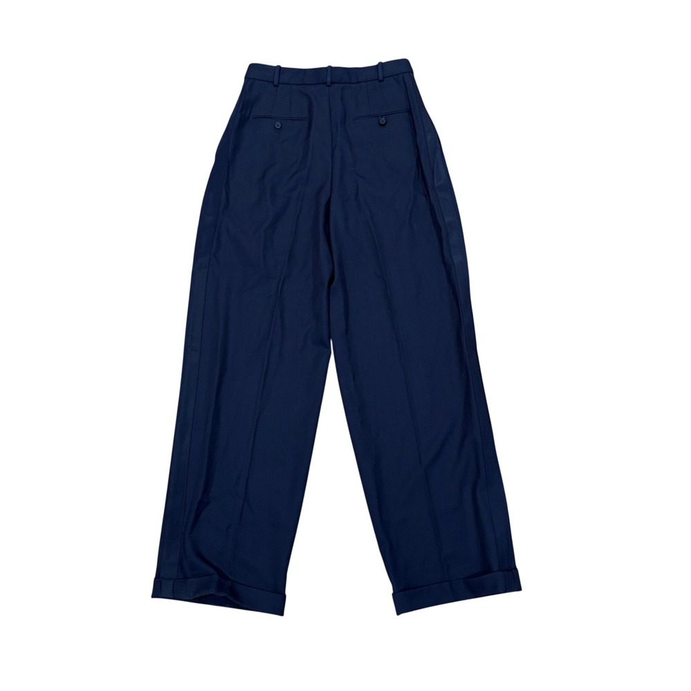 Polo Ralph Lauren Wool Silk Satin Trim Pleated Wide Leg Pants Navy Blue NWT 6 - Picture 5 of 12
